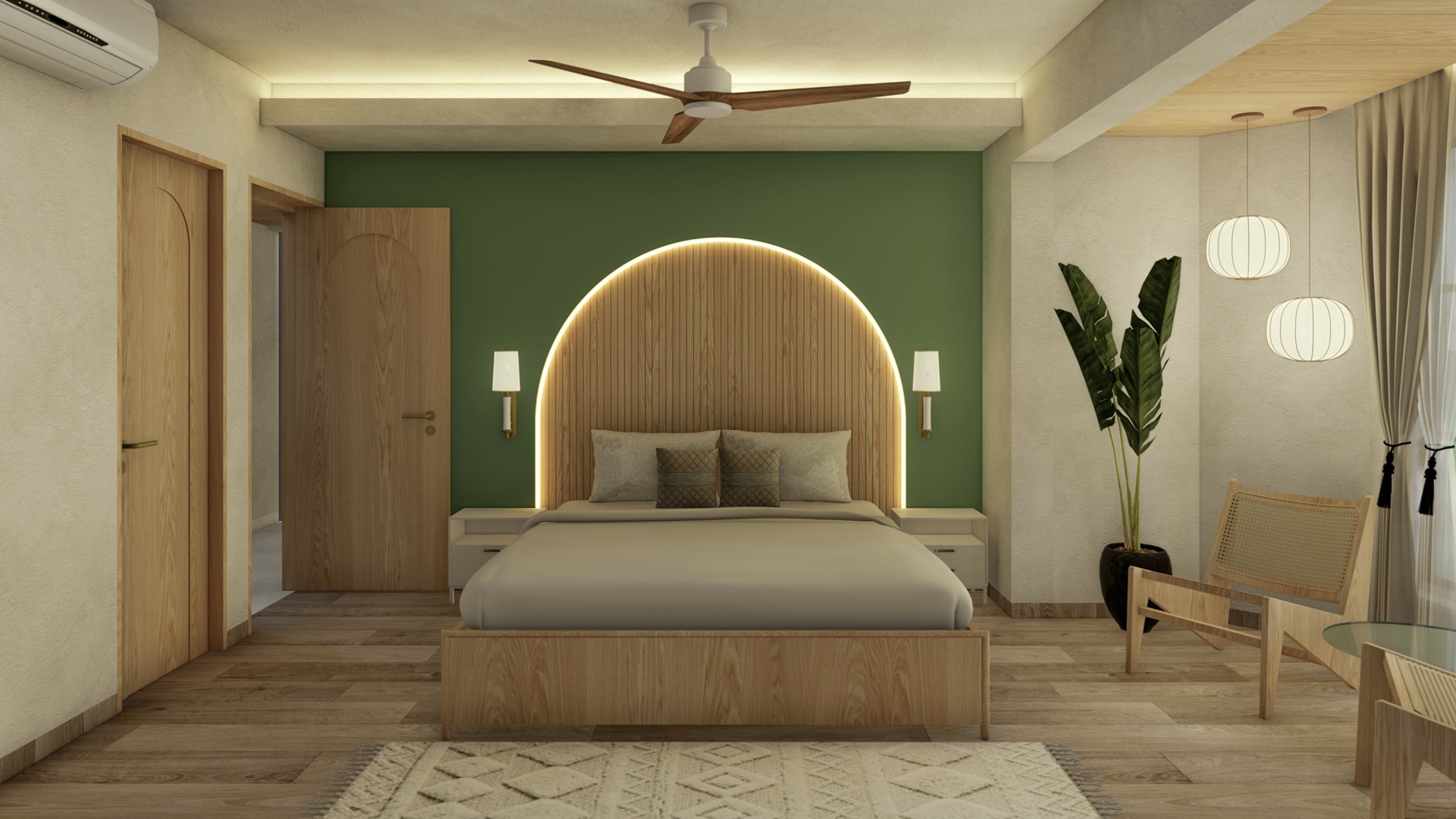 Bedroom interiors showcasing how indirect lighting from concealed LED, ceiling coves, pendants and wall sconces can effectively light up a space