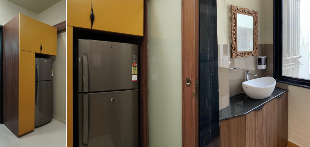 Kitchen Pantry storage cabinet Dry balcony wash basin vanity with sliding door