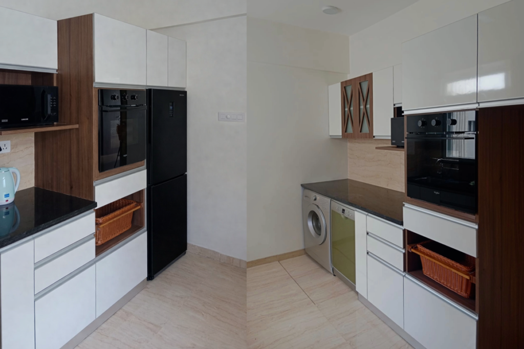 Compact kitchen storage with built-in appliances for Pune apartments