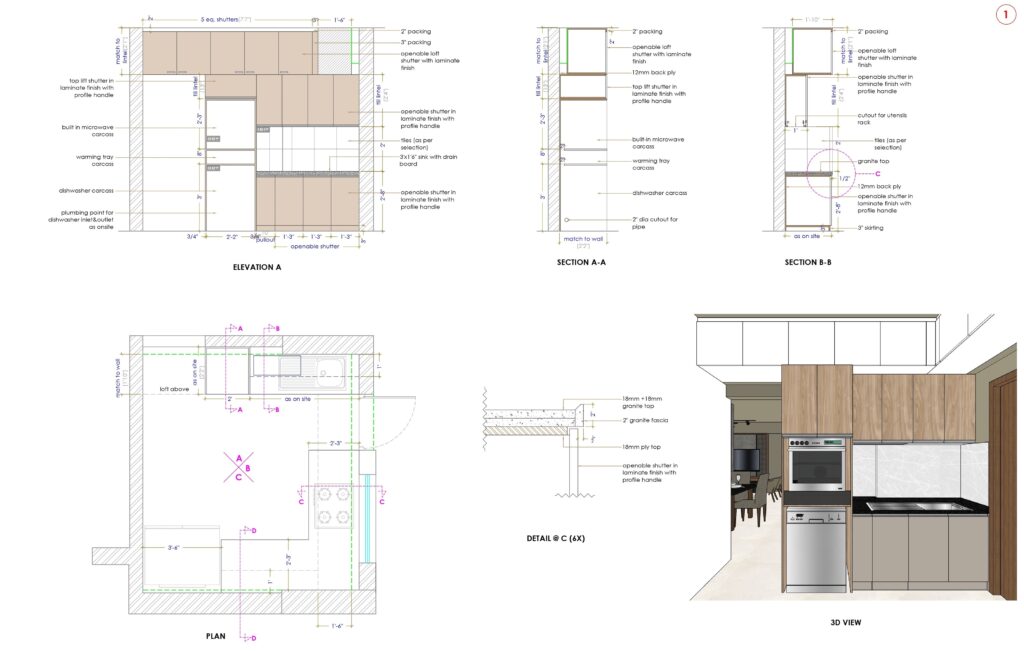 Kitchen detail elevation drawing