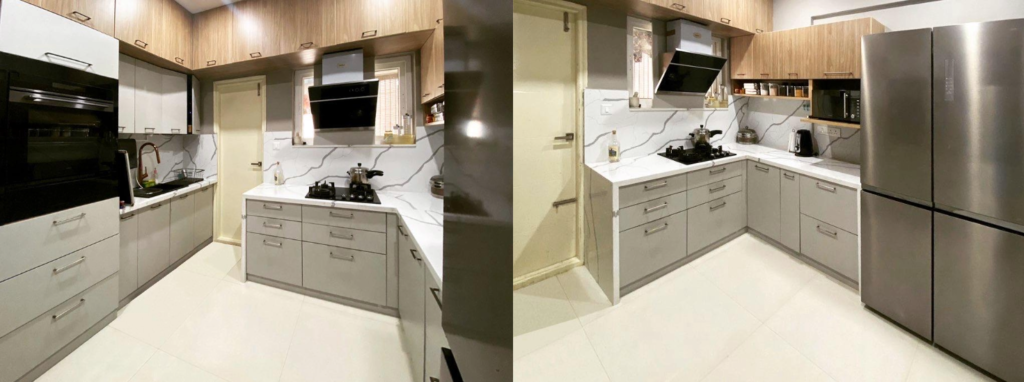 Max storage small kitchen interior design consultation in Pune by New Leaf Designs