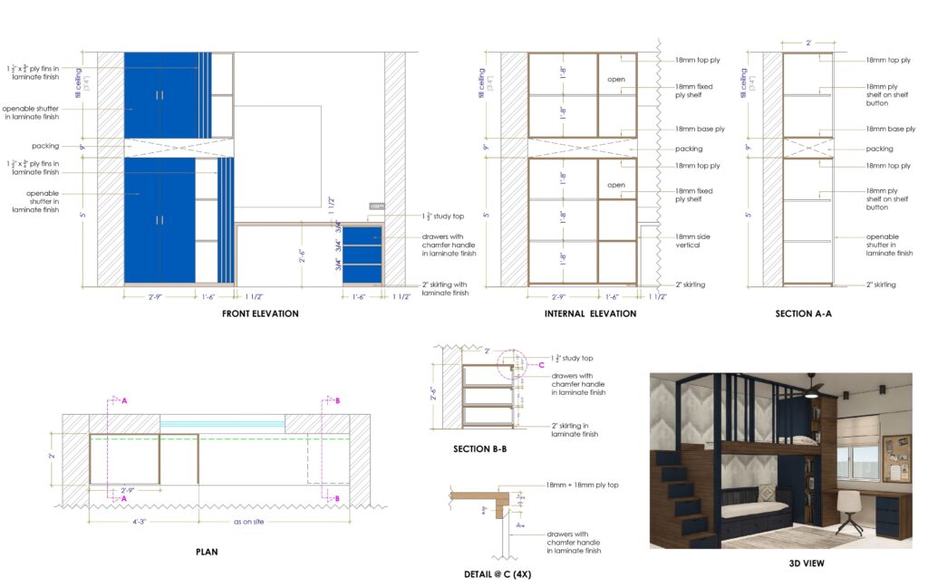 Bedroom working drawings