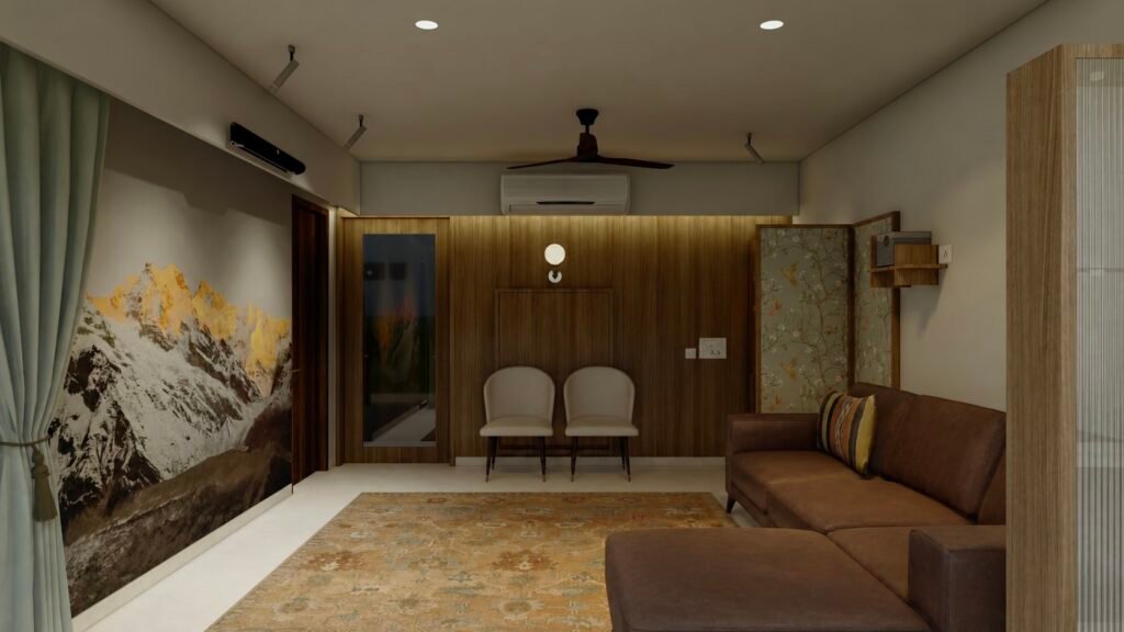 Living room designed via 2BHK interior design only consultation