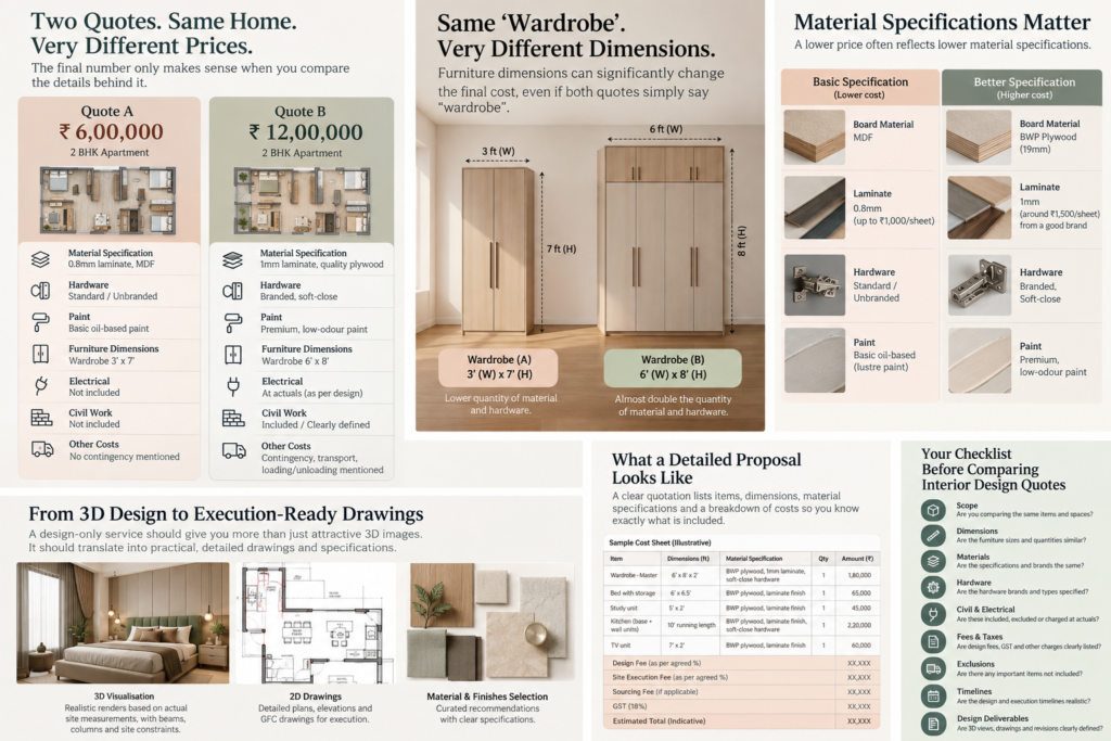 Interior Design Quote Comparison Chart